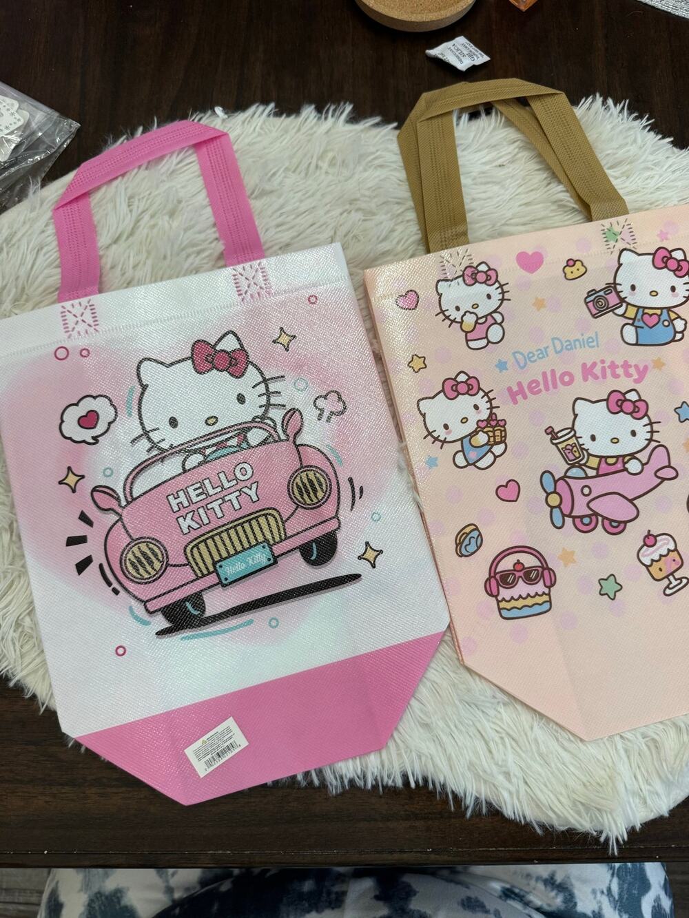 Hello Kitty set of 2 reusable tote bags for books lunch office school anything